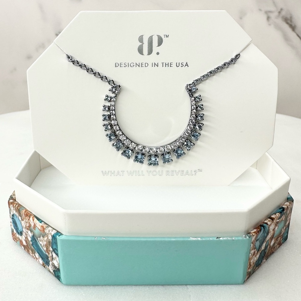 Bomb Party March A Queen Was Born Aquamarine Necklace NK72556 NWT